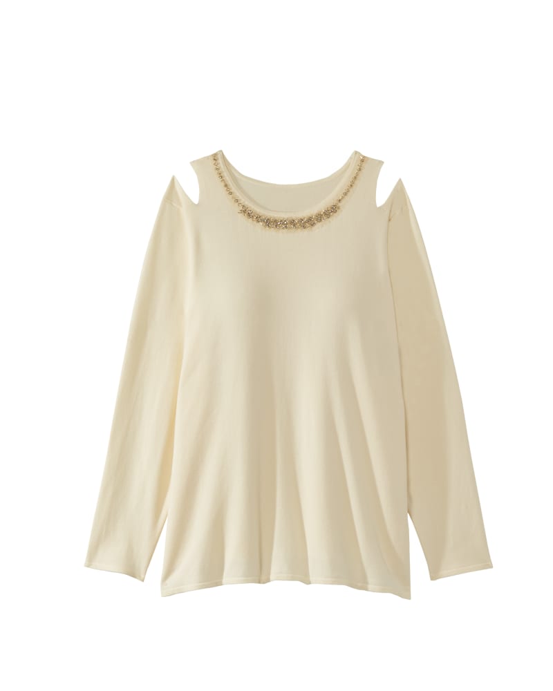 Front of plus size Celeste Beaded Cutout Sweater by Ryan Wythe | Dia&Co | dia_product_style_image_id:119044